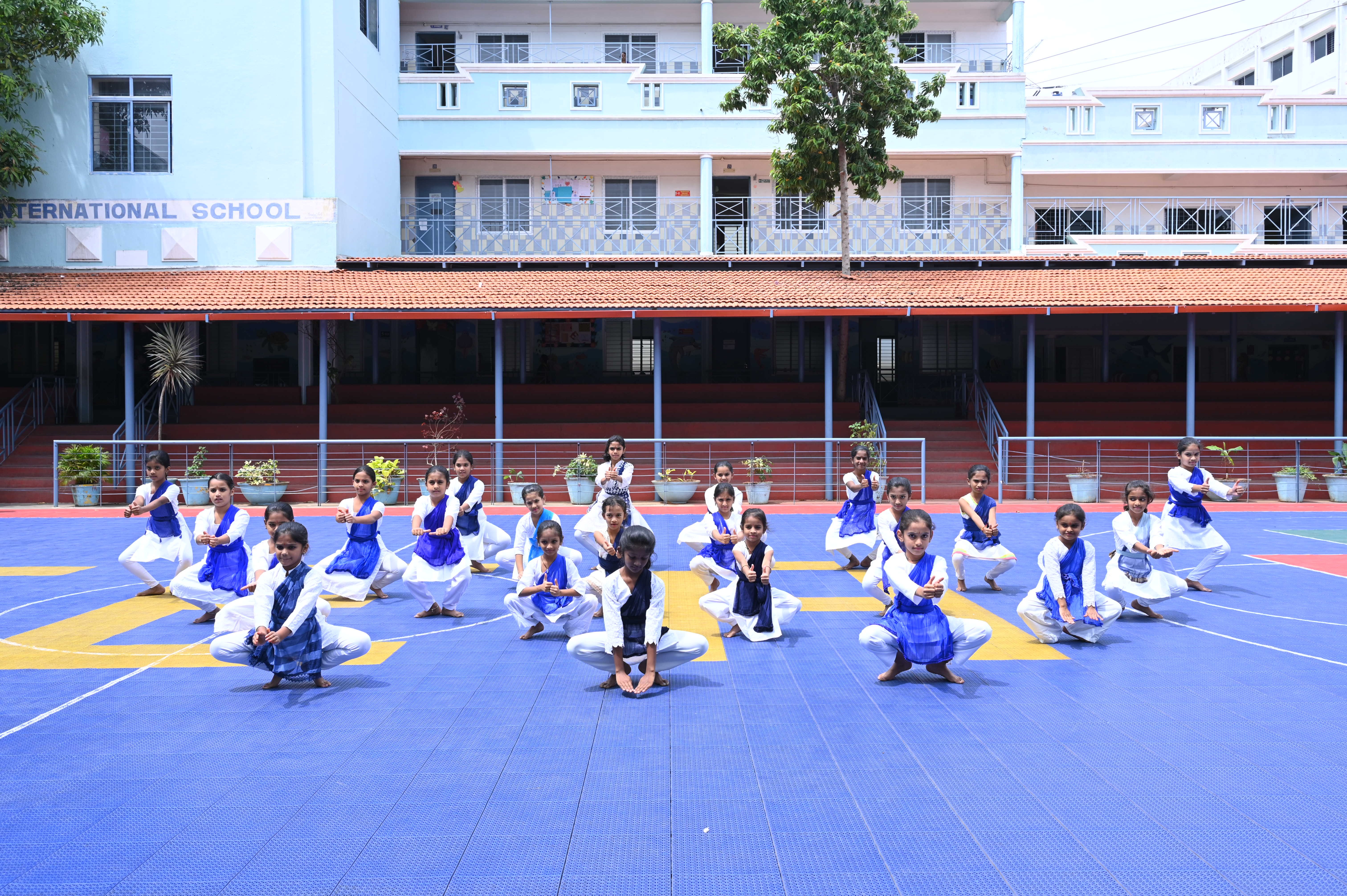 School festival gathering and stage presentation