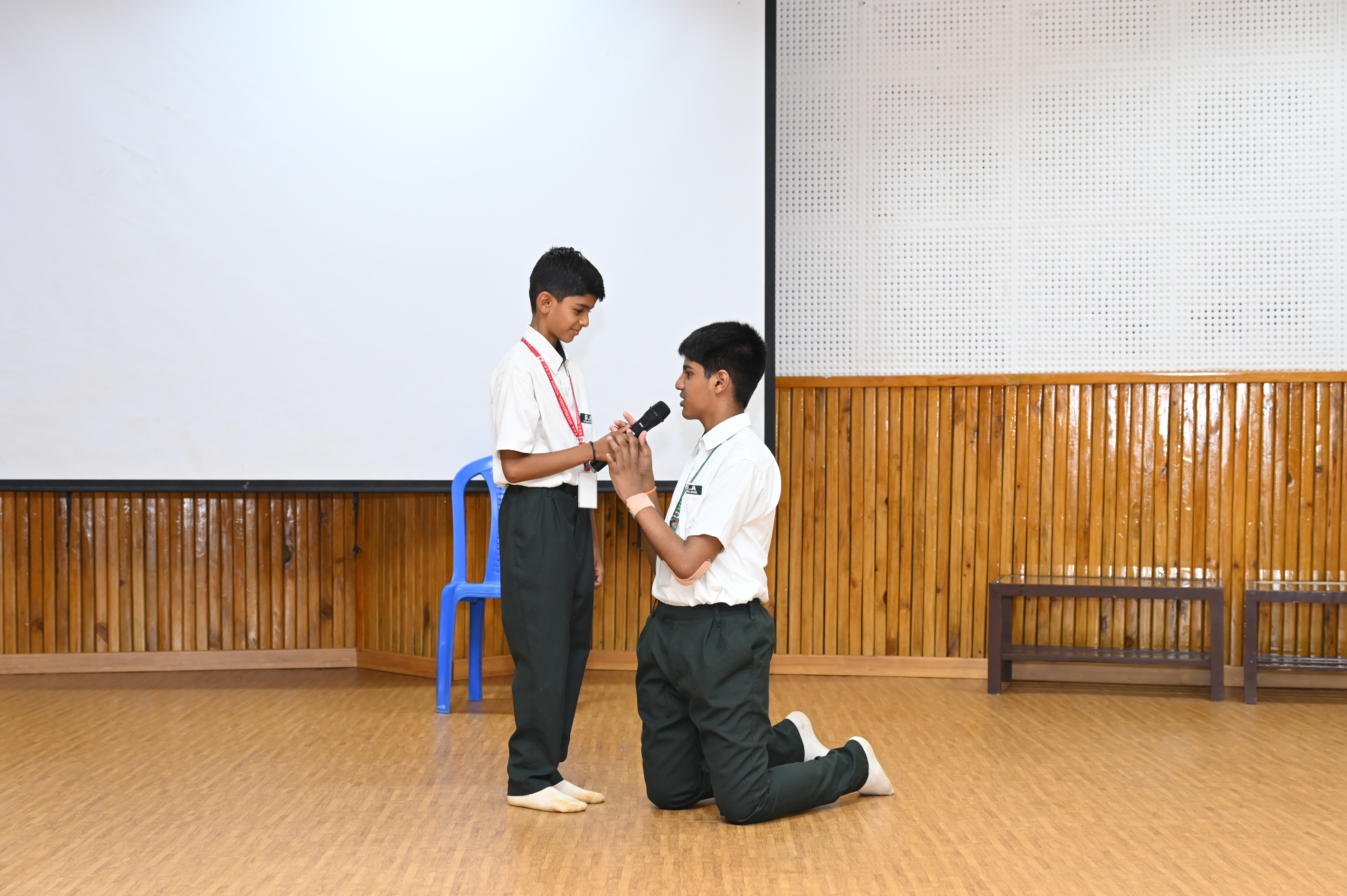 Theatrical performance on auditorium stage