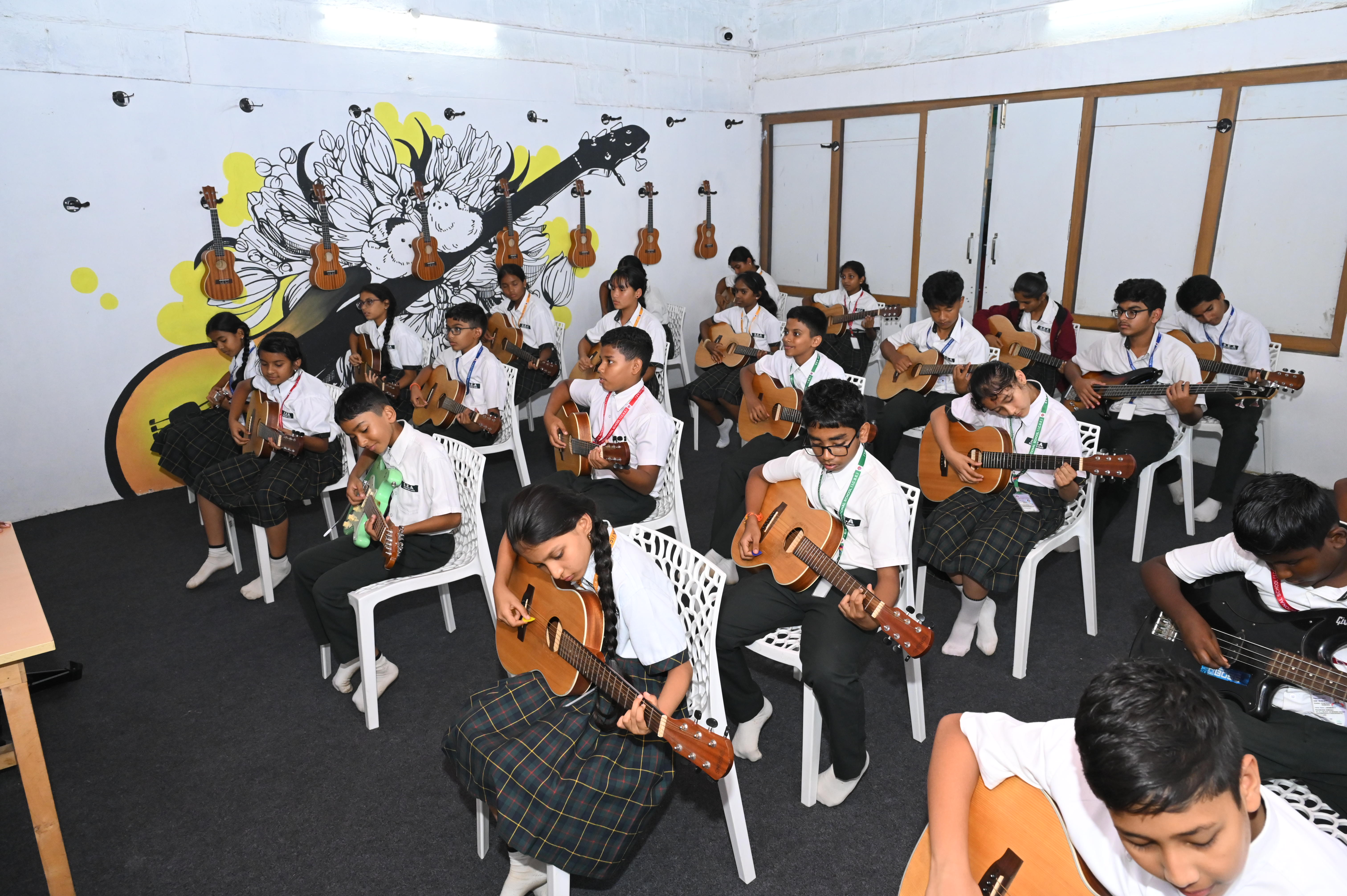 Middle school students engaged in learning